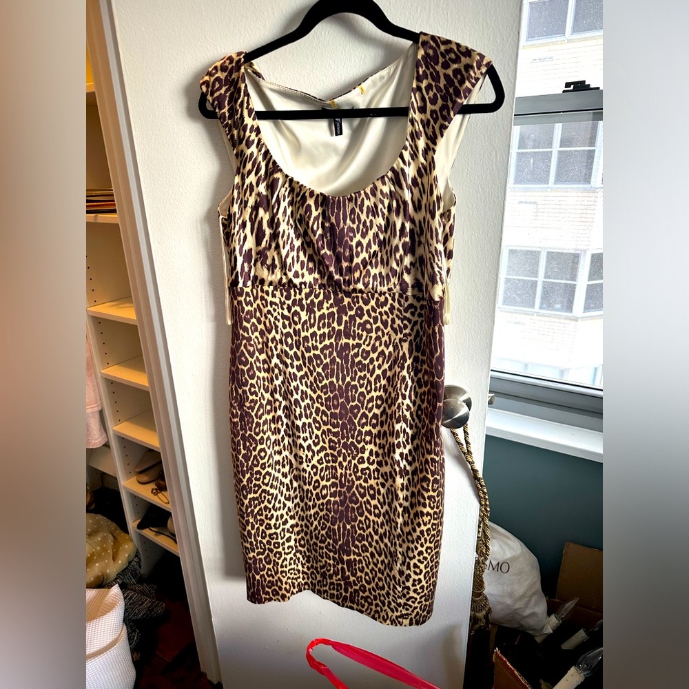 Silky, leopard print short sleve dress - Ellie Tahari for Bergdorf Goodman